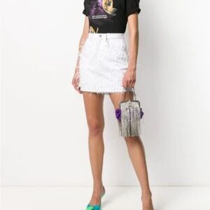 NWT LOULOU RARE Handmade Feather Embellished Mini Skirt